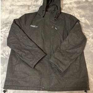 ECKO FUNCTION Men's Charcoal Wool Blend Hooded Winter Jacket XXL Full Zip Button